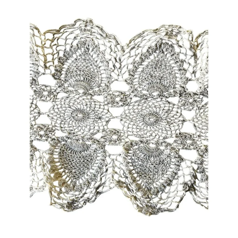 Handmade Crocheted Cream Table Runner 32